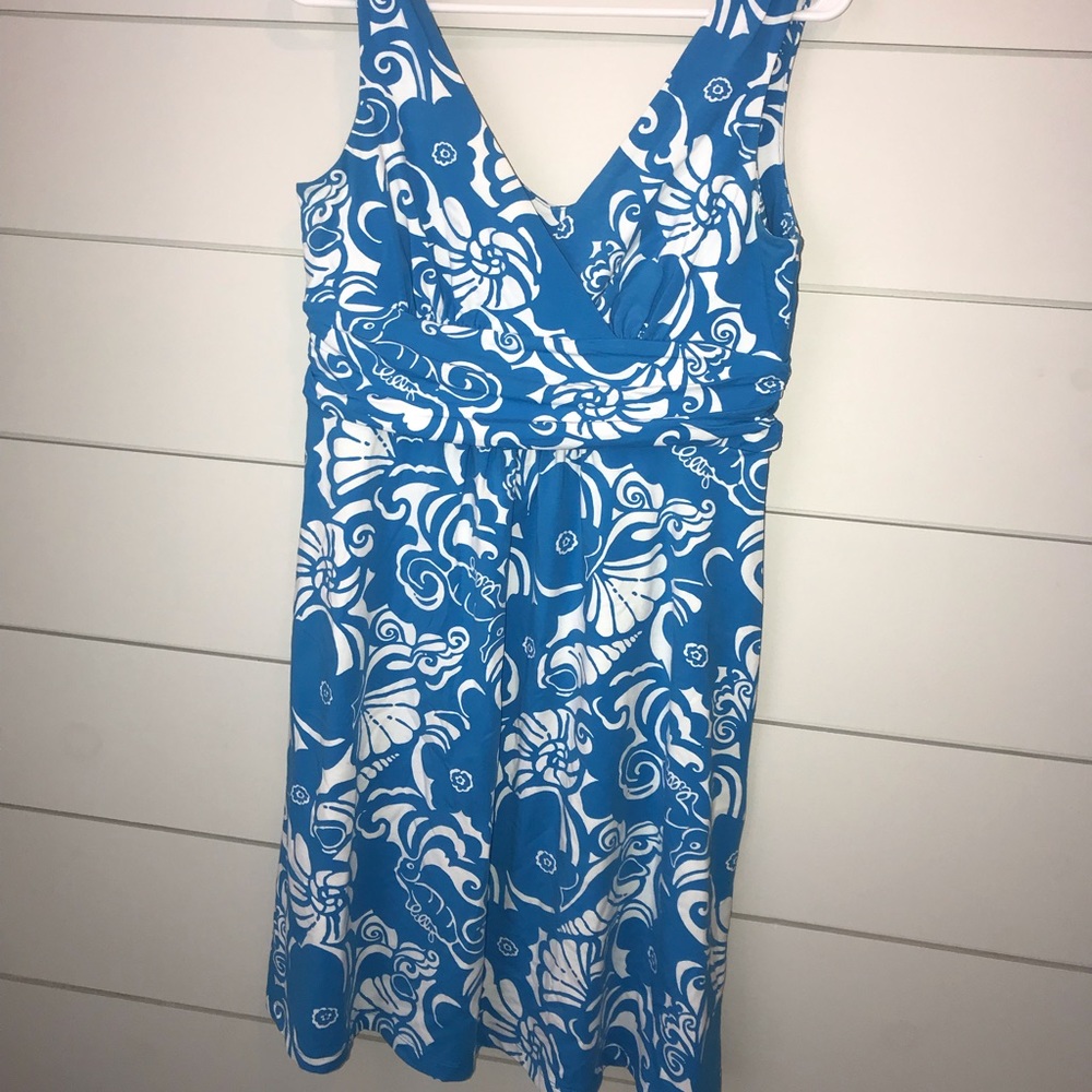 Lilly Pulitzer blue seashell stretchy dress